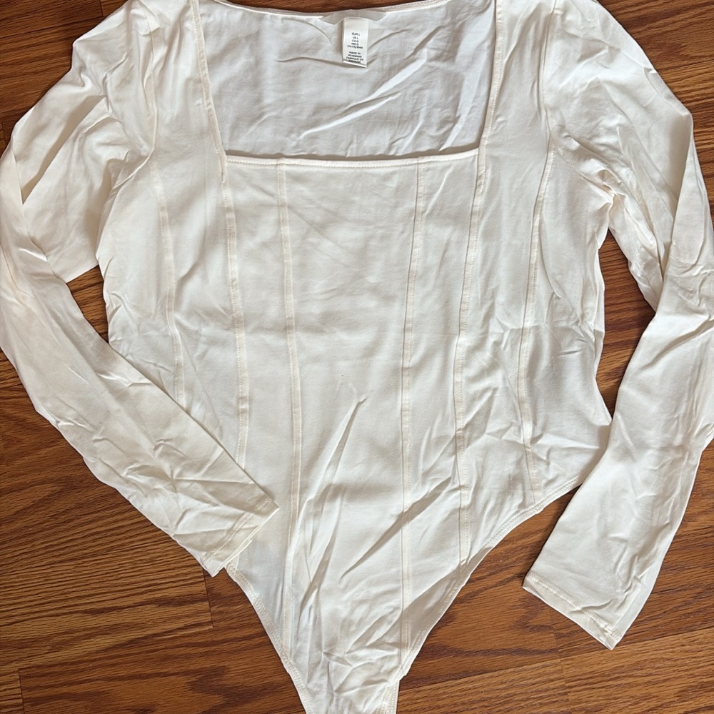 H&M Cream Bodysuit Top